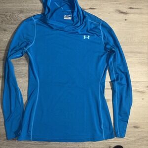 Under Armour ColdGear Fitted Hoodie Women's Large Blue Athletic‎ Performance
